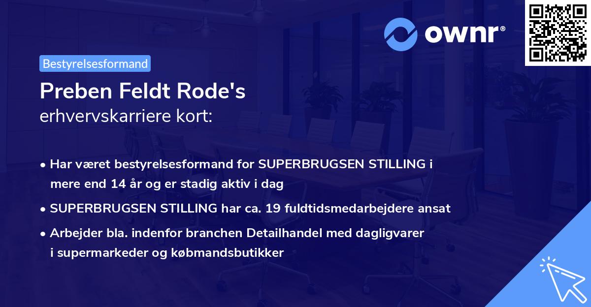 Preben Feldt Rode's erhvervskarriere kort