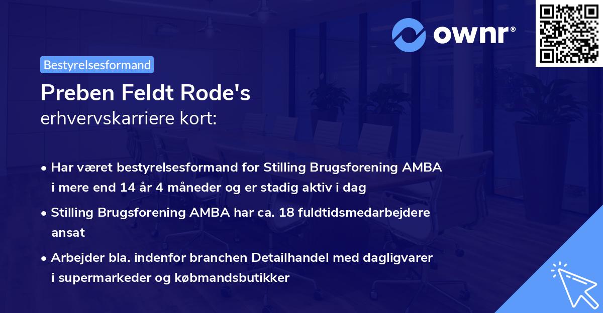 Preben Feldt Rode's erhvervskarriere kort
