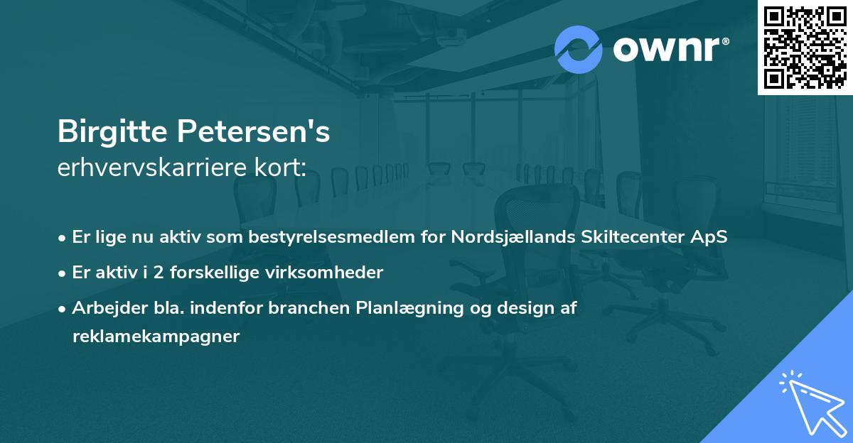 Birgitte Petersen's erhvervskarriere kort