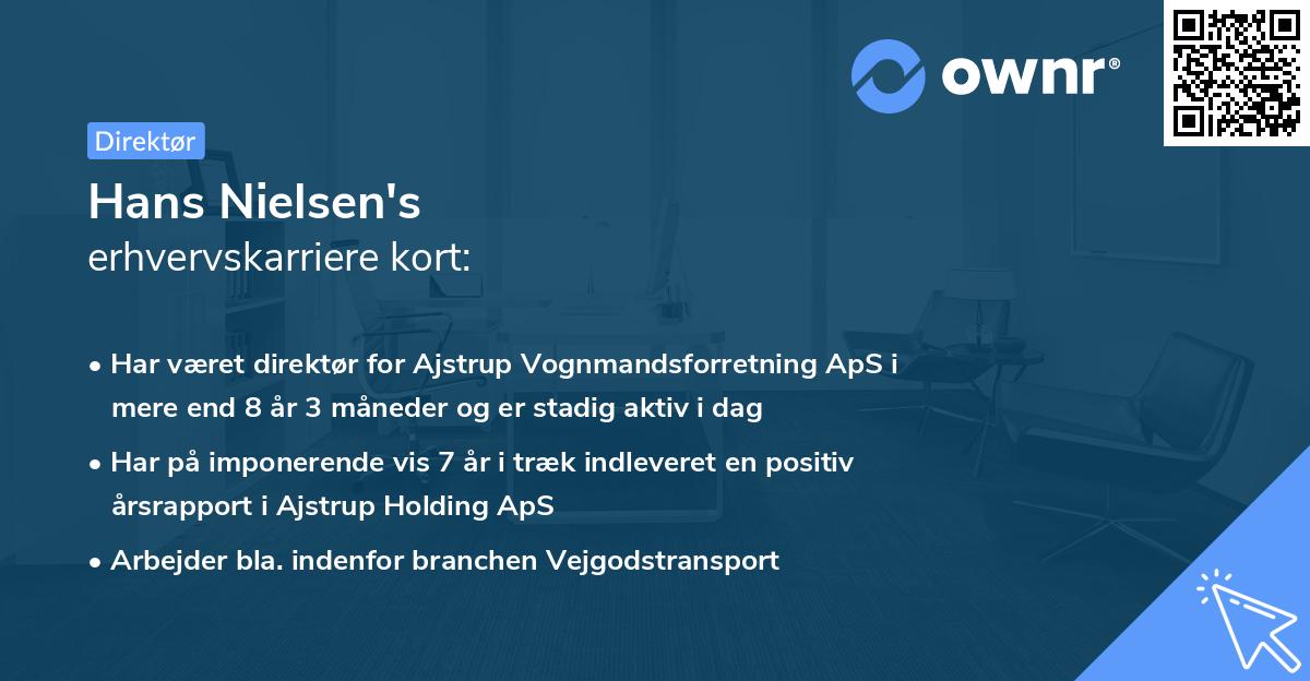 Hans Nielsen's erhvervskarriere kort