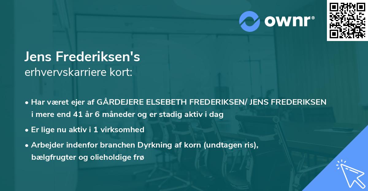 Jens Frederiksen's erhvervskarriere kort
