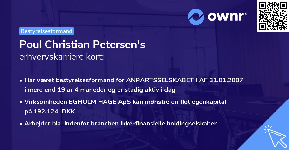 Poul Christian Petersen's erhvervskarriere kort