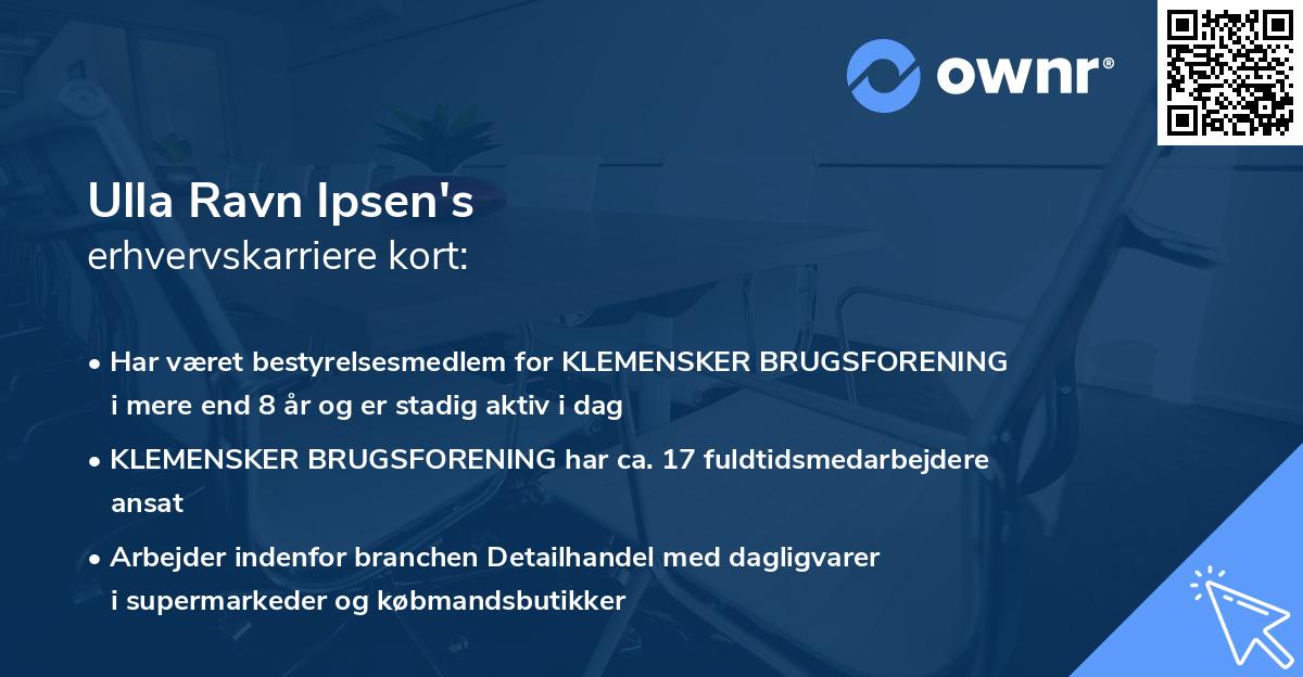 Ulla Ravn Ipsen's erhvervskarriere kort