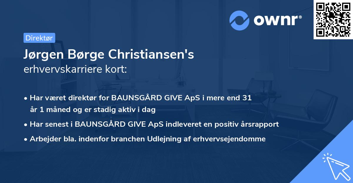 Jørgen Børge Christiansen's erhvervskarriere kort