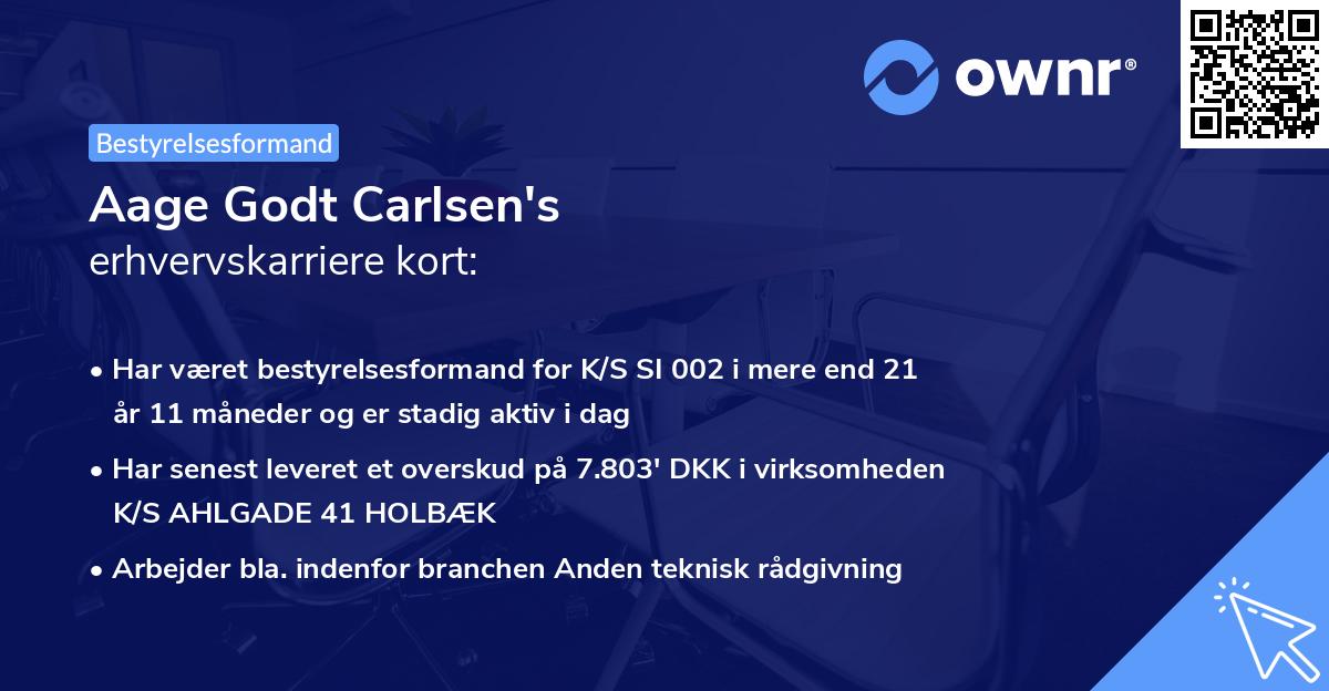 Aage Godt Carlsen's erhvervskarriere kort