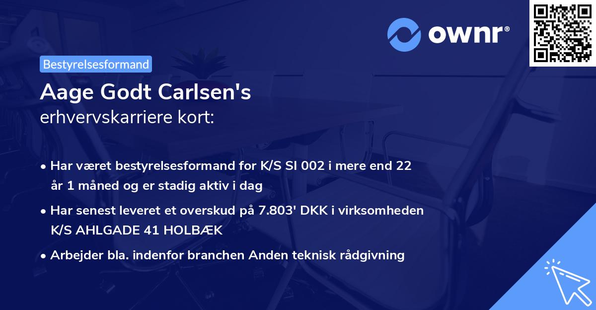 Aage Godt Carlsen's erhvervskarriere kort