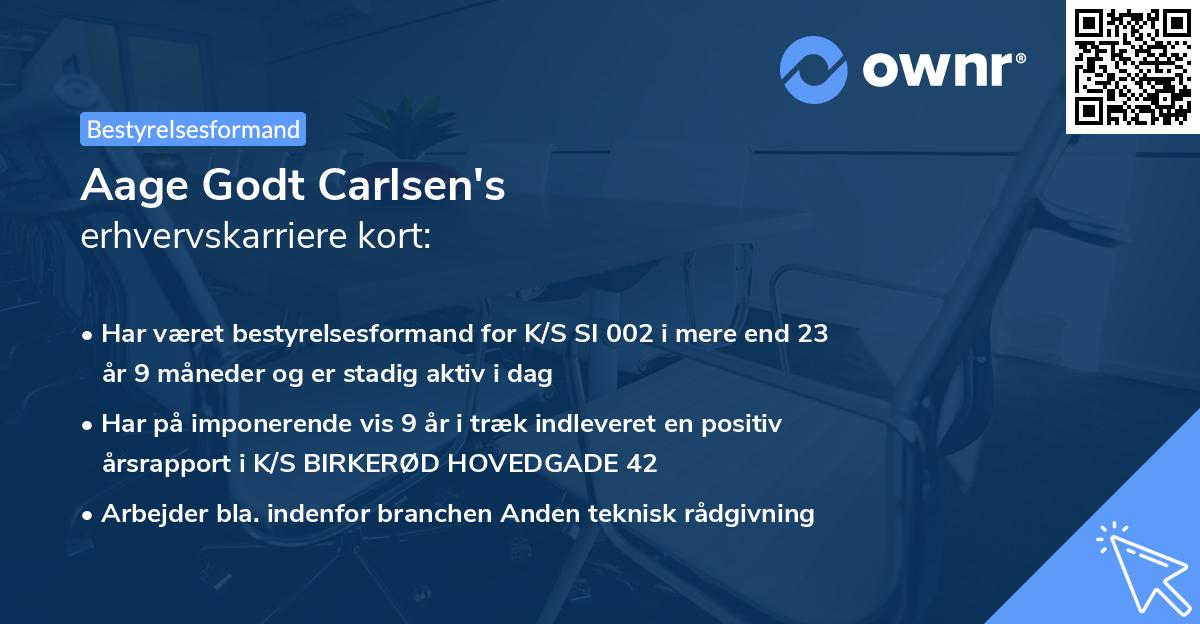 Aage Godt Carlsen's erhvervskarriere kort