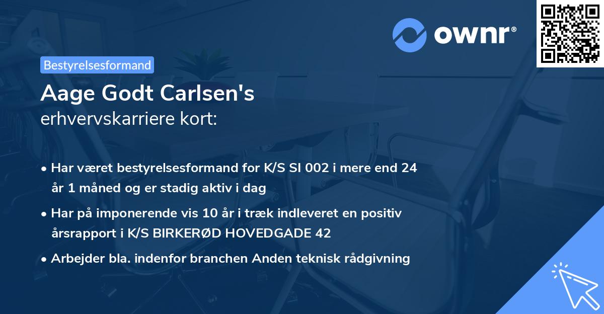 Aage Godt Carlsen's erhvervskarriere kort