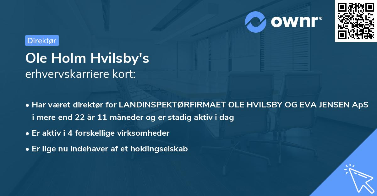 Ole Holm Hvilsby's erhvervskarriere kort