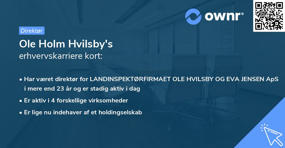 Ole Holm Hvilsby's erhvervskarriere kort