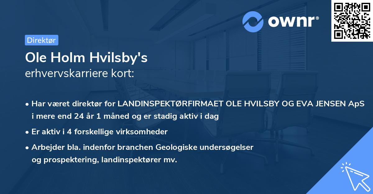Ole Holm Hvilsby's erhvervskarriere kort