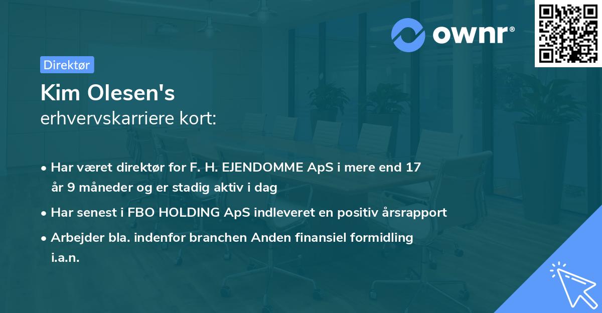 Kim Olesen's erhvervskarriere kort