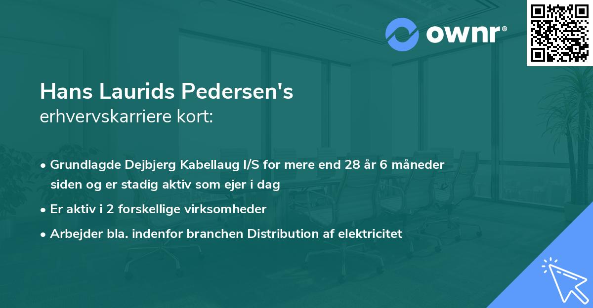 Hans Laurids Pedersen's erhvervskarriere kort