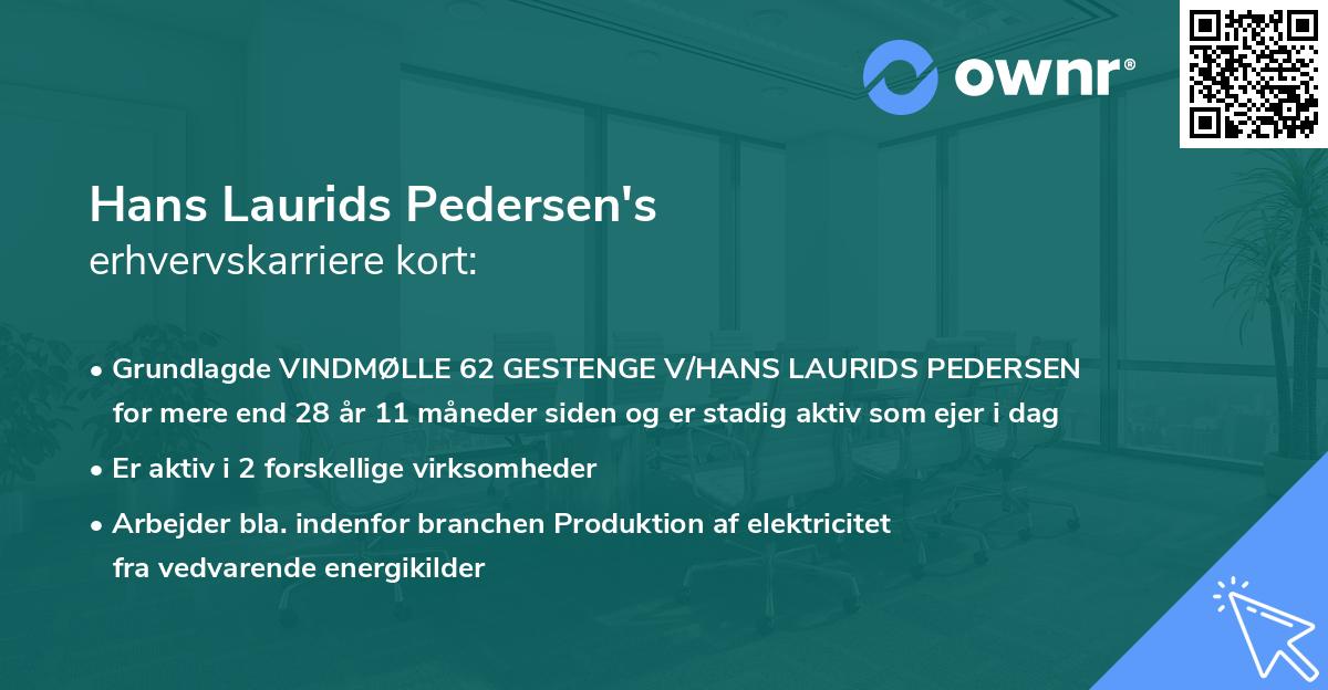 Hans Laurids Pedersen's erhvervskarriere kort