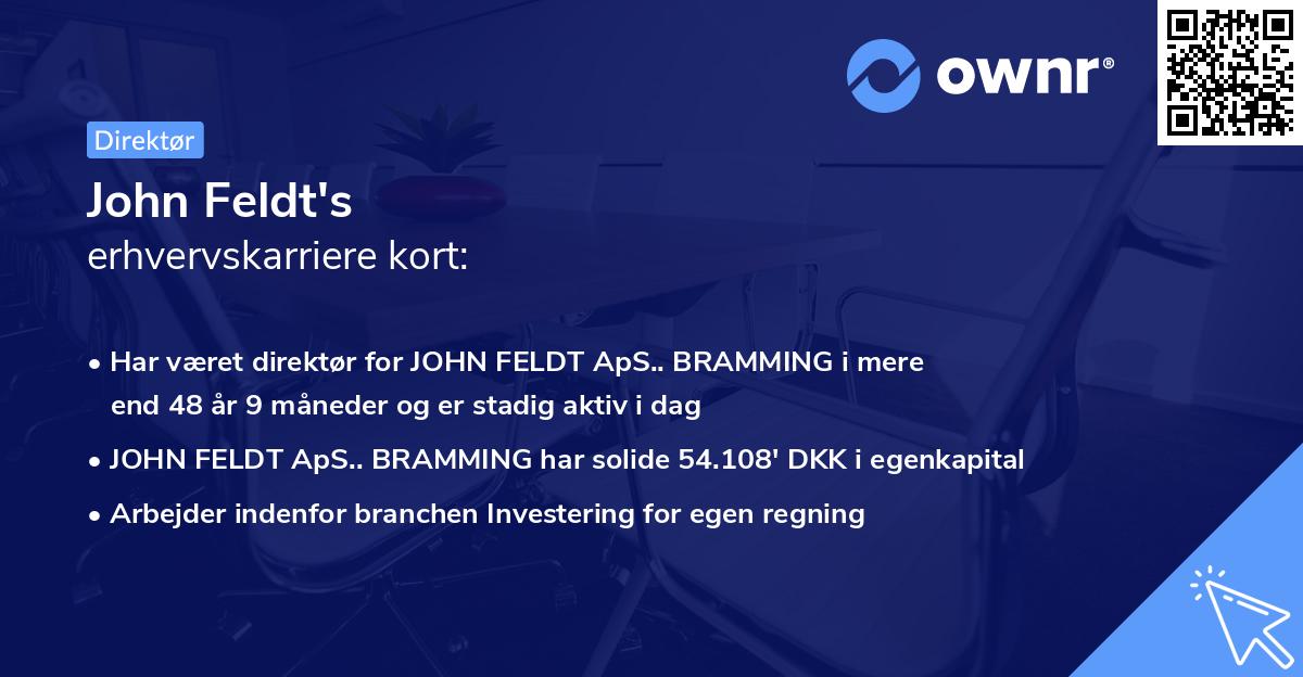 John Feldt's erhvervskarriere kort