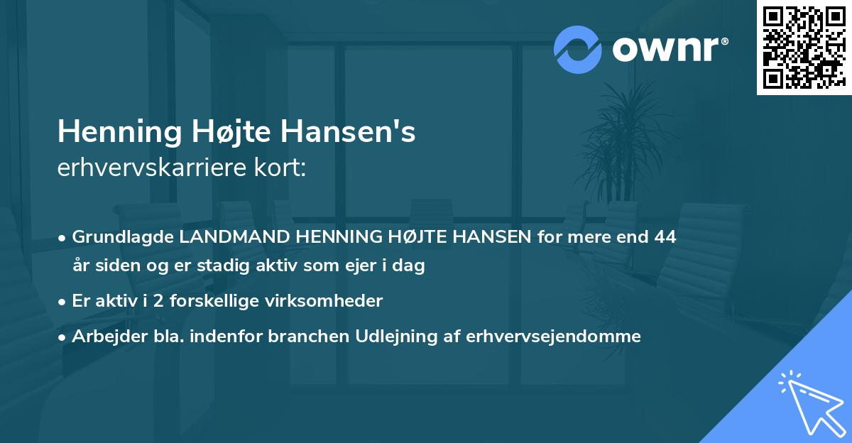 Henning Højte Hansen's erhvervskarriere kort