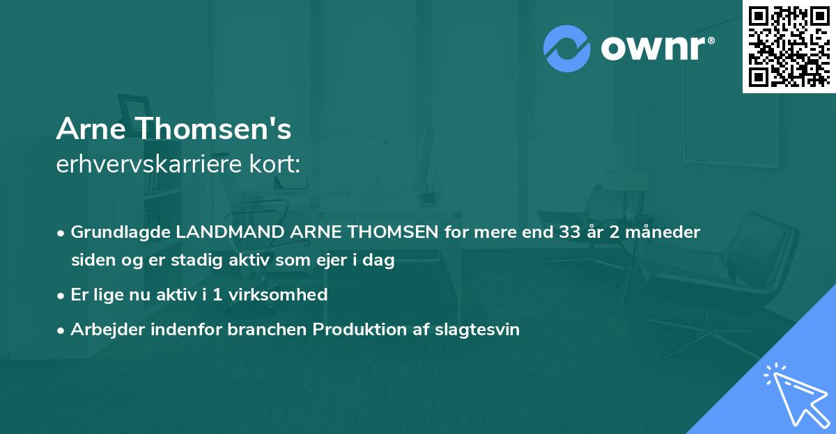 Arne Thomsen's erhvervskarriere kort