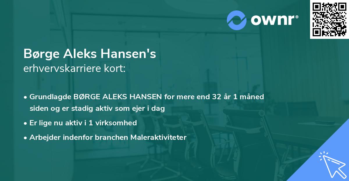 Børge Aleks Hansen's erhvervskarriere kort