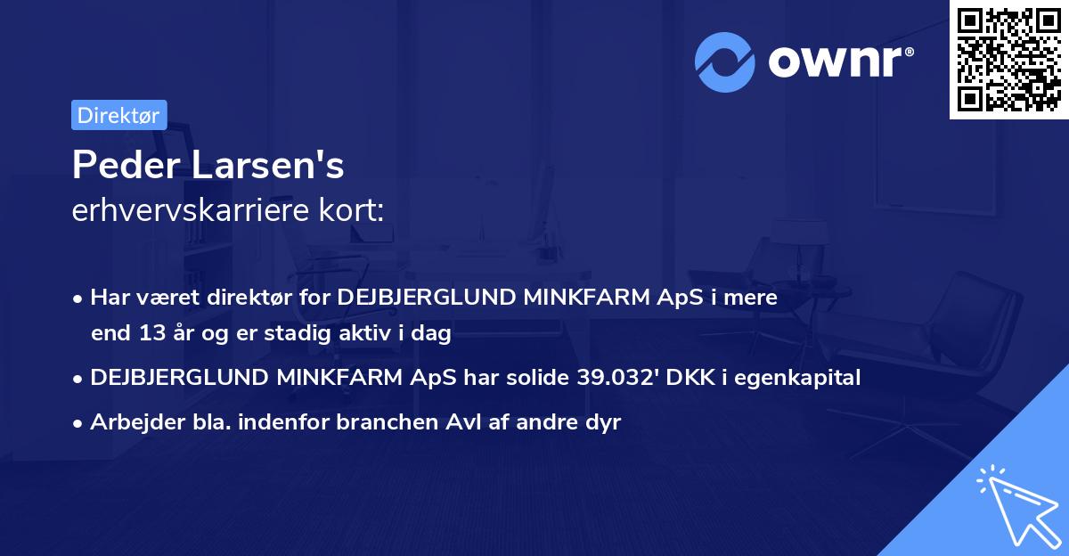 Peder Larsen's erhvervskarriere kort