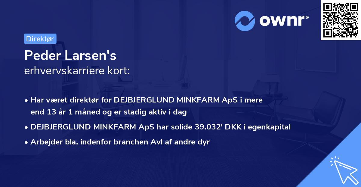 Peder Larsen's erhvervskarriere kort