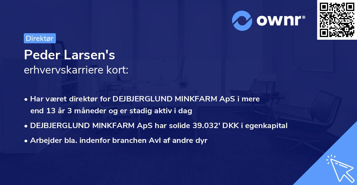 Peder Larsen's erhvervskarriere kort