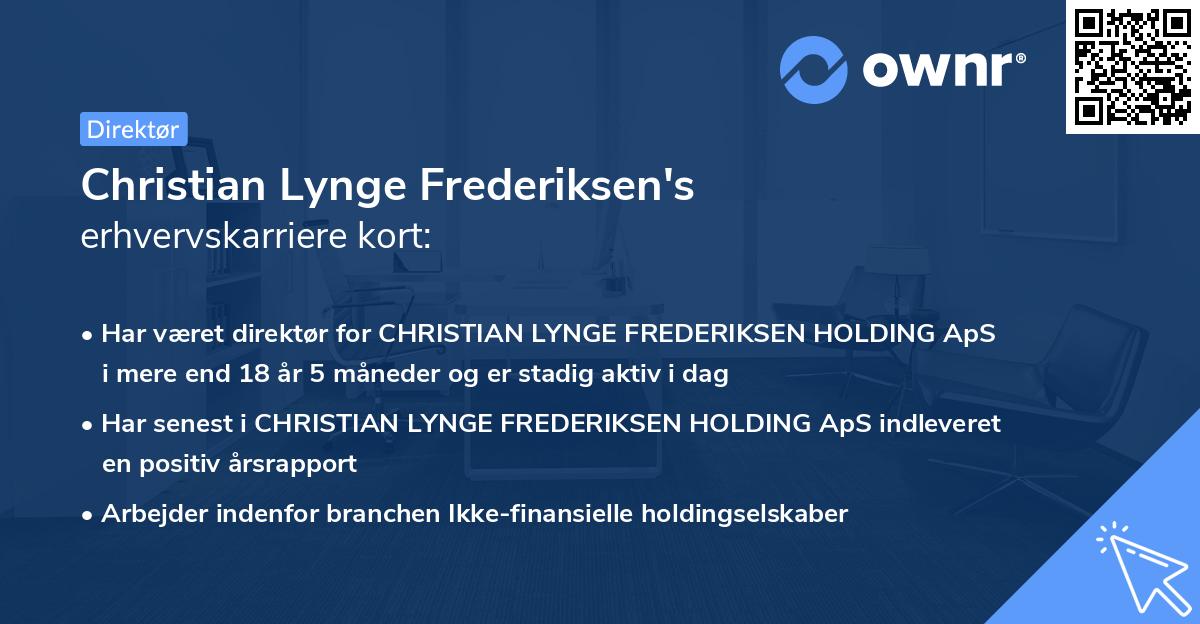 Christian Lynge Frederiksen's erhvervskarriere kort