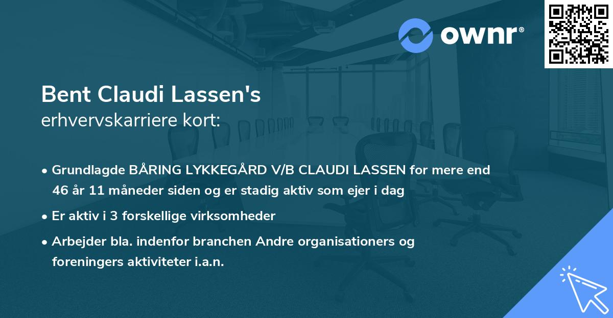 Bent Claudi Lassen's erhvervskarriere kort