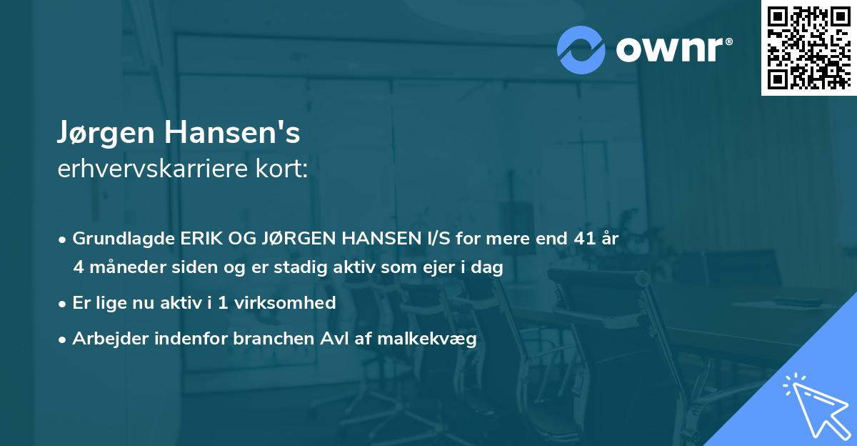 Jørgen Hansen's erhvervskarriere kort