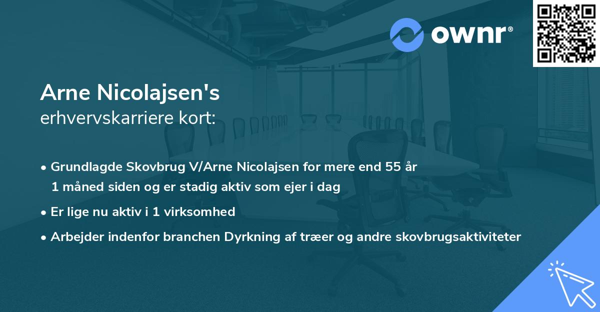 Arne Nicolajsen's erhvervskarriere kort