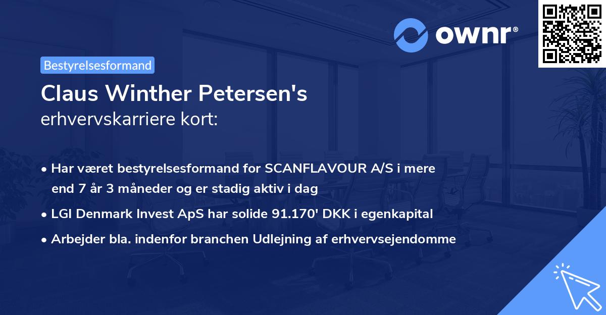 Claus Winther Petersen's erhvervskarriere kort
