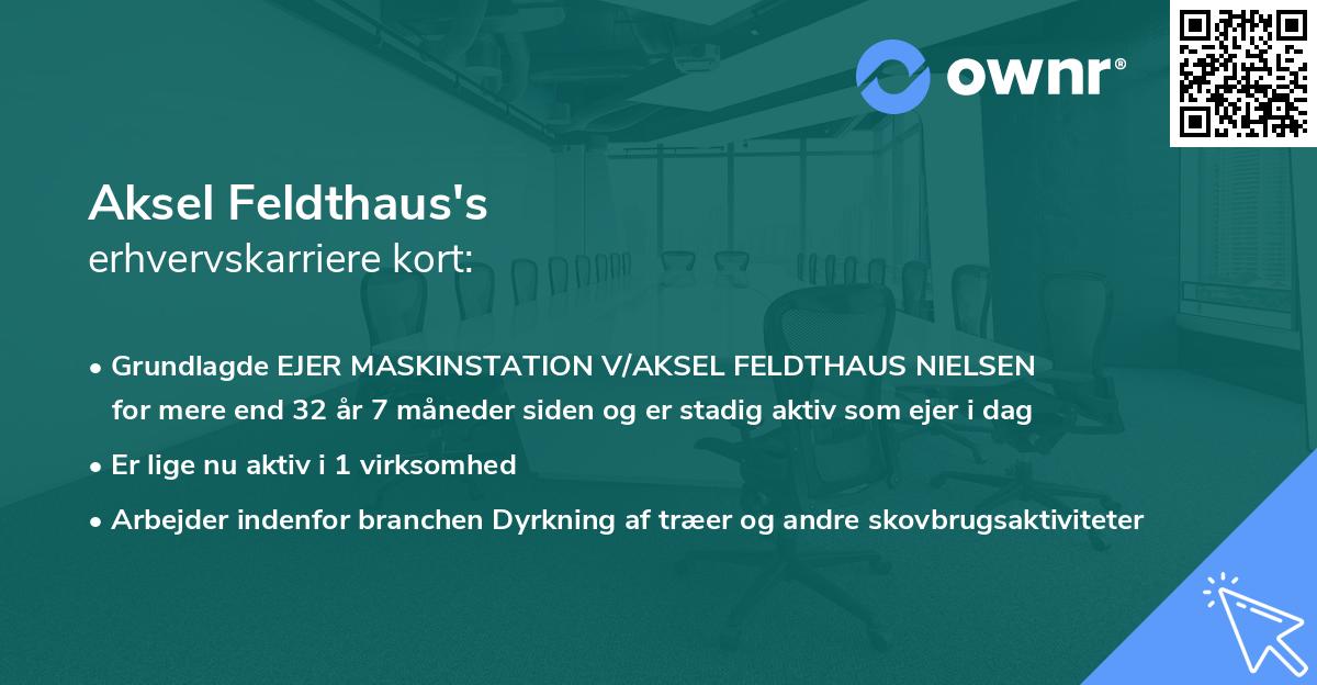 Aksel Feldthaus's erhvervskarriere kort