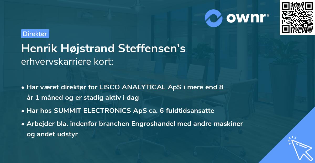 Henrik Højstrand Steffensen's erhvervskarriere kort