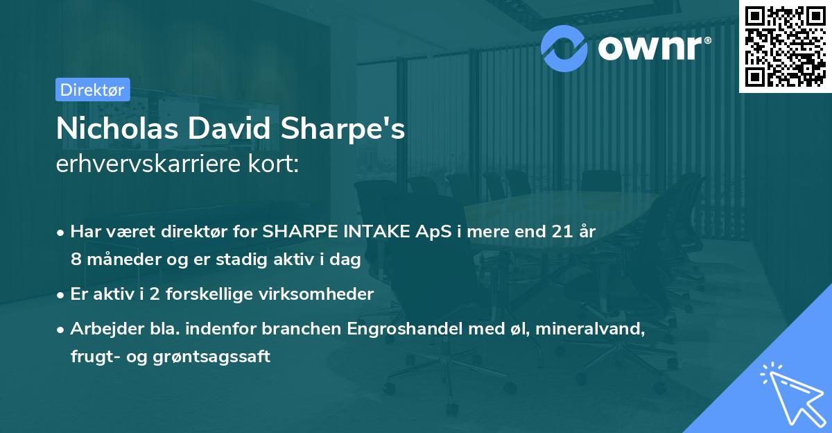 Nicholas David Sharpe's erhvervskarriere kort
