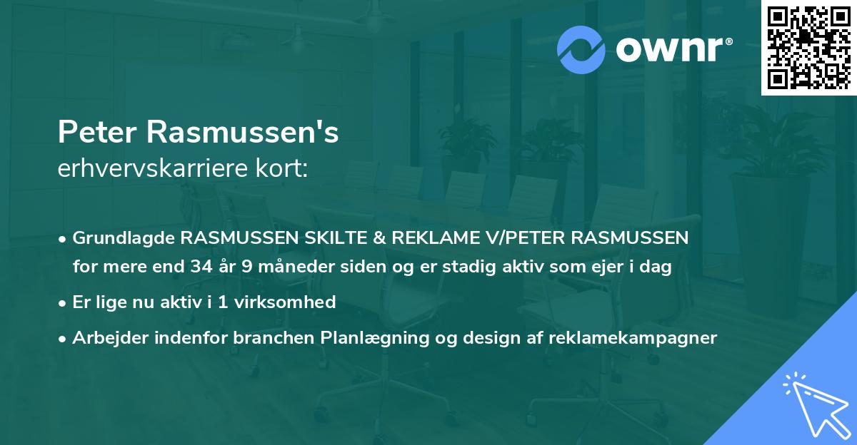 Peter Rasmussen's erhvervskarriere kort