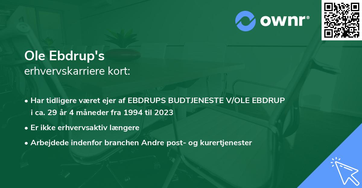 Ole Ebdrup's erhvervskarriere kort