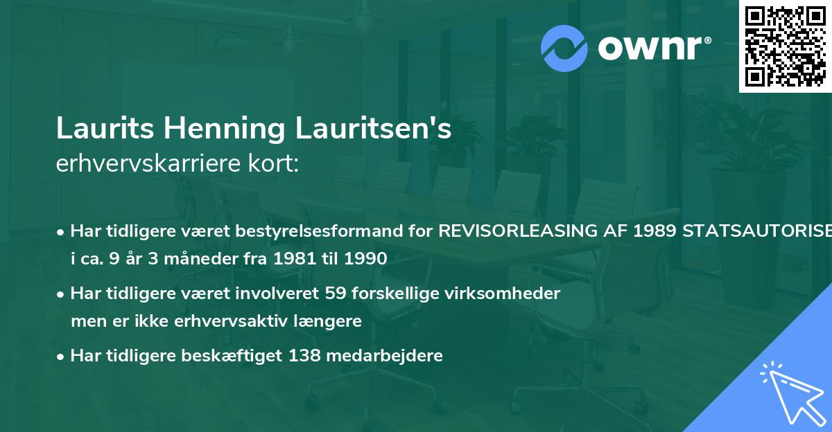 Laurits Henning Lauritsen's erhvervskarriere kort