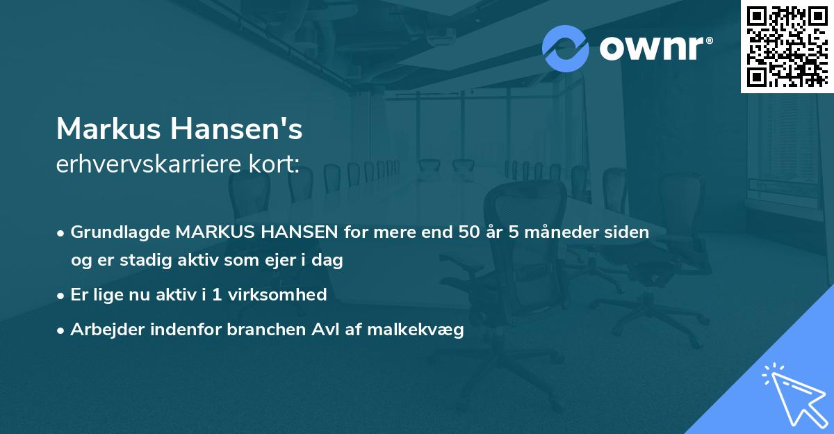Markus Hansen's erhvervskarriere kort