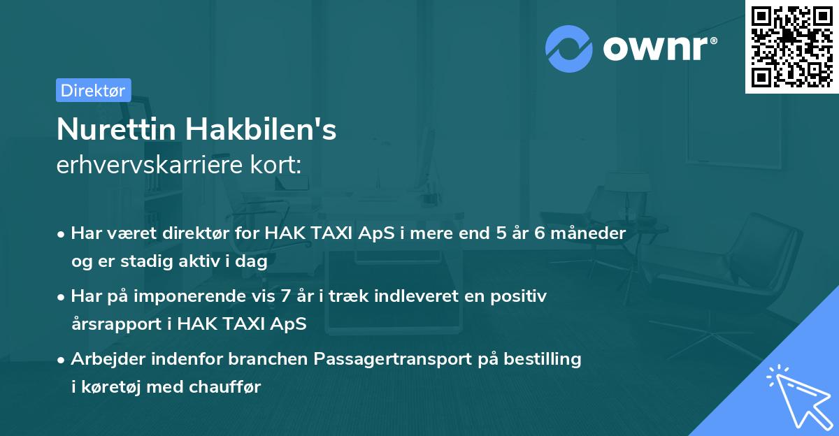 Nurettin Hakbilen's erhvervskarriere kort