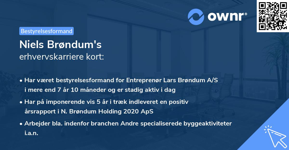 Niels Brøndum's erhvervskarriere kort
