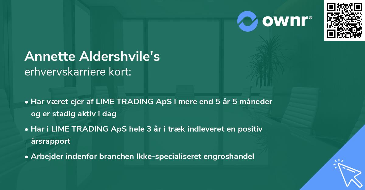 Annette Aldershvile's erhvervskarriere kort