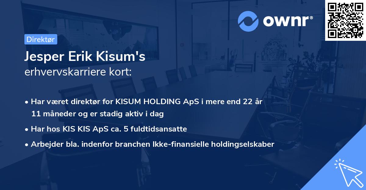 Jesper Erik Kisum's erhvervskarriere kort