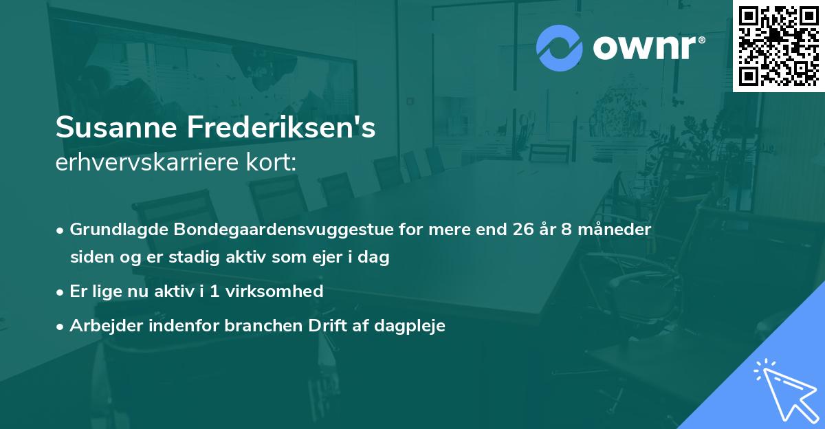 Susanne Frederiksen's erhvervskarriere kort