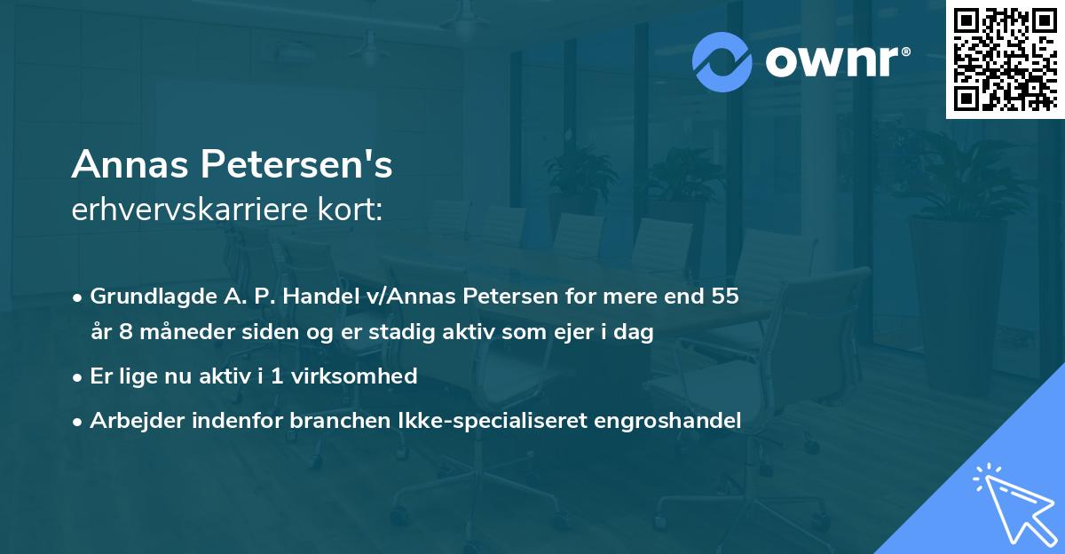 Annas Petersen's erhvervskarriere kort