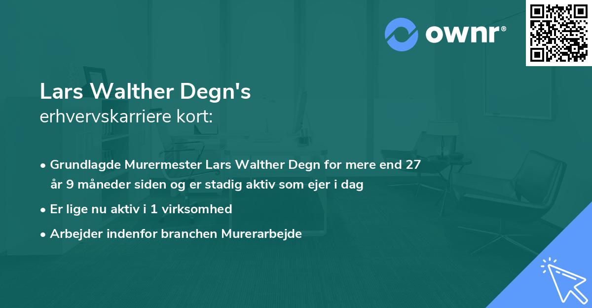 Lars Walther Degn's erhvervskarriere kort