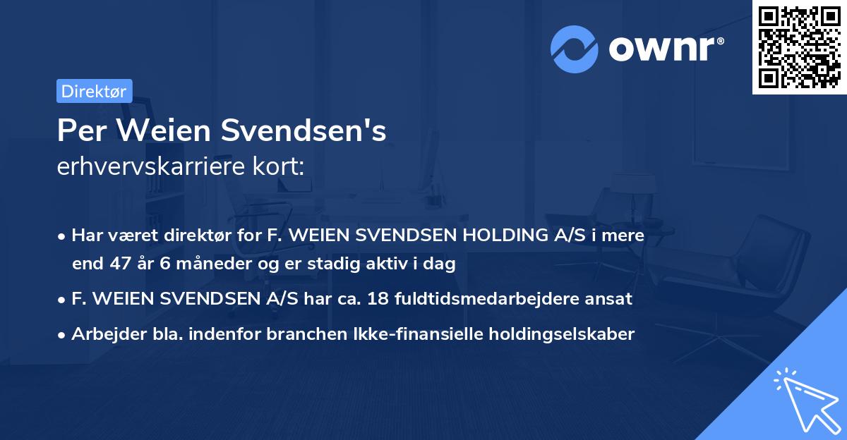 Per Weien Svendsen's erhvervskarriere kort