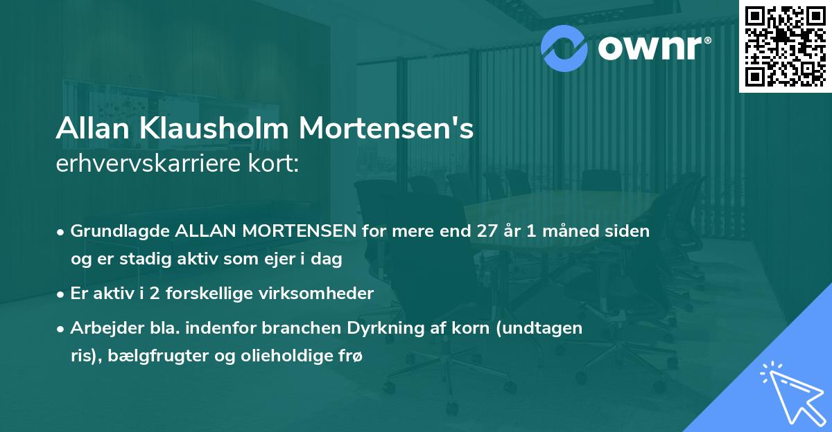 Allan Klausholm Mortensen's erhvervskarriere kort