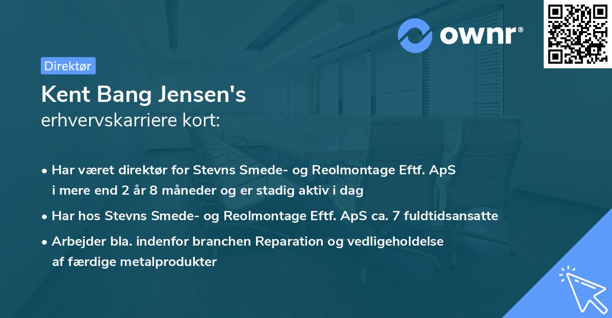 Kent Bang Jensen's erhvervskarriere kort