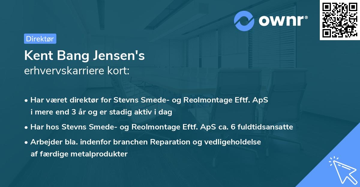 Kent Bang Jensen's erhvervskarriere kort