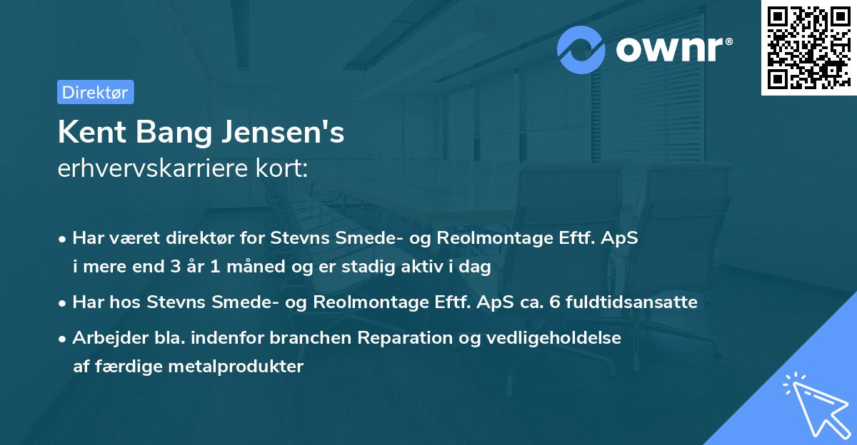 Kent Bang Jensen's erhvervskarriere kort