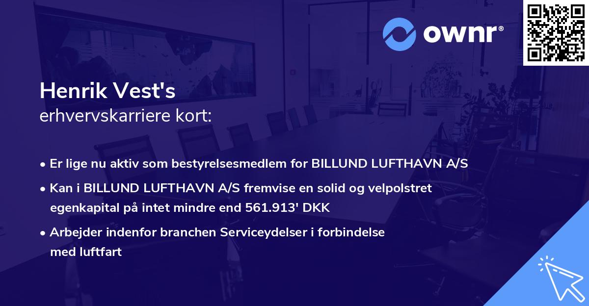 Henrik Vest's erhvervskarriere kort